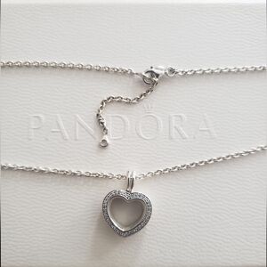 Pandora Sparkling Floating Heart Locket Neckkace